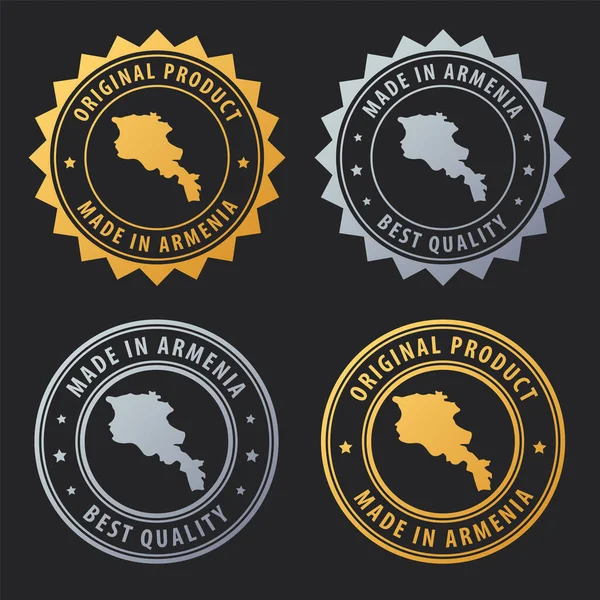 Feito Armênia Conjunto Selos Ouro Prata Melhor Qualidade Produto Original — Vetor de Stock