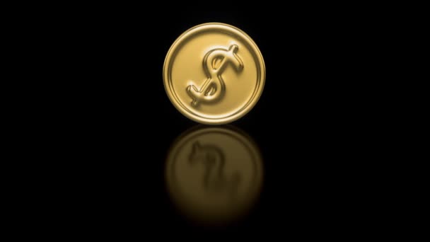 Gouden Munt Met Dollarteken Draait Geïsoleerd Groen Scherm Looped Animatie — Stockvideo