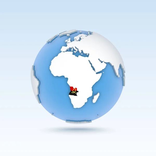 Ангола Карта Страны Флаг Расположенный Земном Шаре Карта Мира Векторная — стоковый вектор