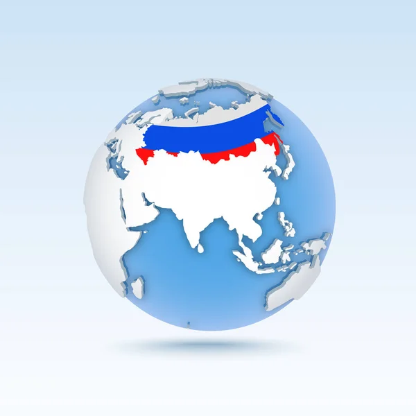 Federación Rusa Mapa Del País Bandera Situada Mundo Mapa Del — Archivo Imágenes Vectoriales