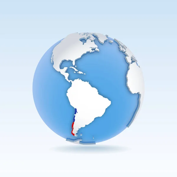 Şili Dünya Haritasında Yer Alan Ülke Haritası Bayrak Vektör Illüstrasyonu — Stok Vektör