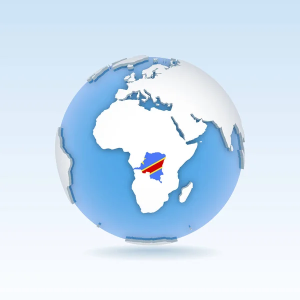 Demokratiska Republiken Kongo Landskarta Och Flagga Jordklotet Världskarta Vektor Illustration — Stock vektor