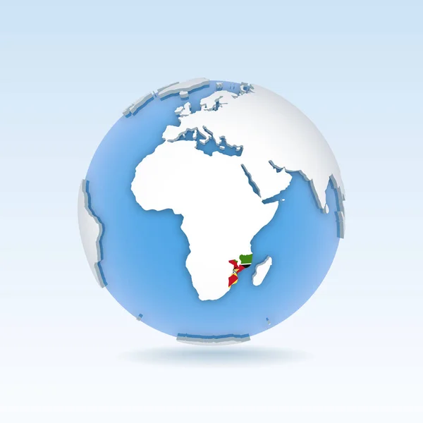 Mozambique Carte Pays Drapeau Situé Sur Planète Carte Monde Illustration — Image vectorielle