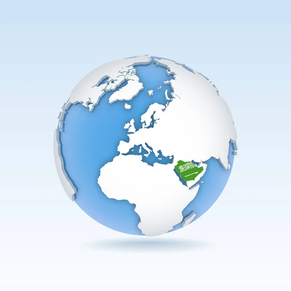 Saudi Arabia Country Map Flag Located Globe World Map Vector —  Vetores de Stock