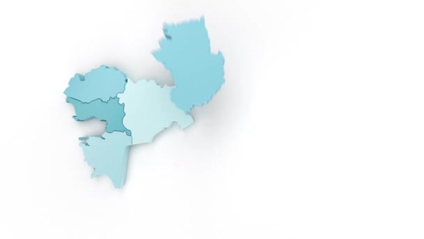 Map Kazakhstan Blue Green Colors Top View Formed Separate Areas — Video Stock