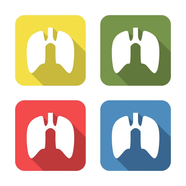 Lungs Medical Icon Isolated Green Yellow Blue Red Background First — Stok Vektör