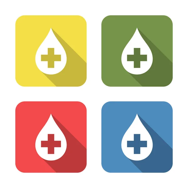 Drop Medical Icon Isolated Green Yellow Blue Red Background First — Vetor de Stock