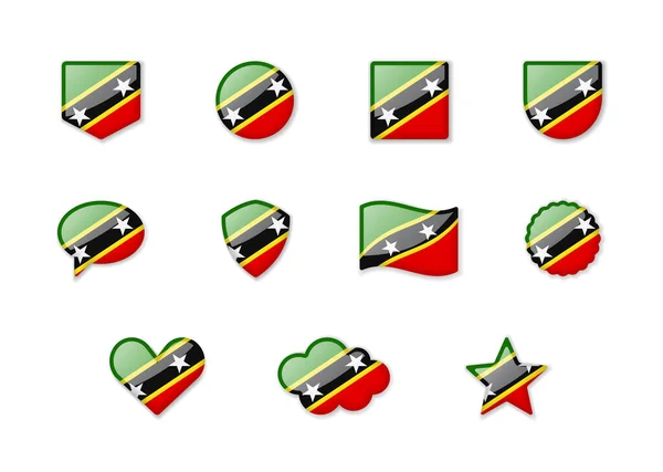 Сент Китс Невис Множество Блестящих Флагов Разных Стран Векторная Иллюстрация — стоковый вектор