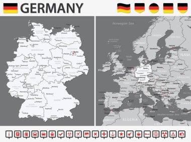 Almanya Haritası - Vektör Bilgileri Seti. Vektör illüstrasyonu