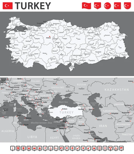 Türkiye Haritası - Vektör Bilgileri Ayarlandı. Vektör illüstrasyonu