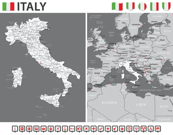 Mapa Włoch Vector Infographic Set Ilustracja Wektora — Wektor stockowy