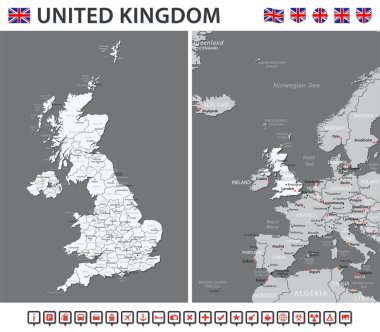 Birleşik Krallık Haritası - Vektör Bilgi Kümesi. Vektör illüstrasyonu