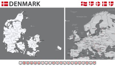 Denmark Map - Vector Infographic Set. Vector illustration