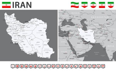 İran Haritası - Vektör Bilgi Kümesi. Vektör illüstrasyonu