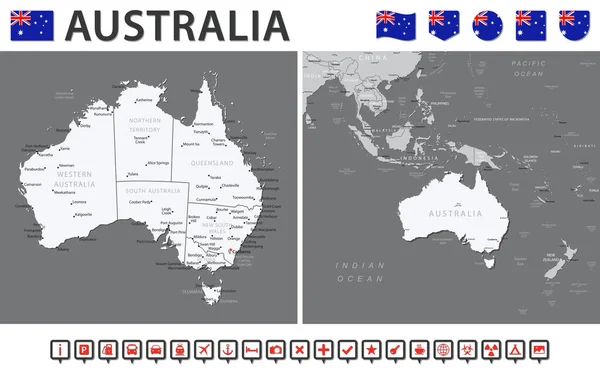Australia Map Vector Infographic Set Vector Illustration — ストックベクタ