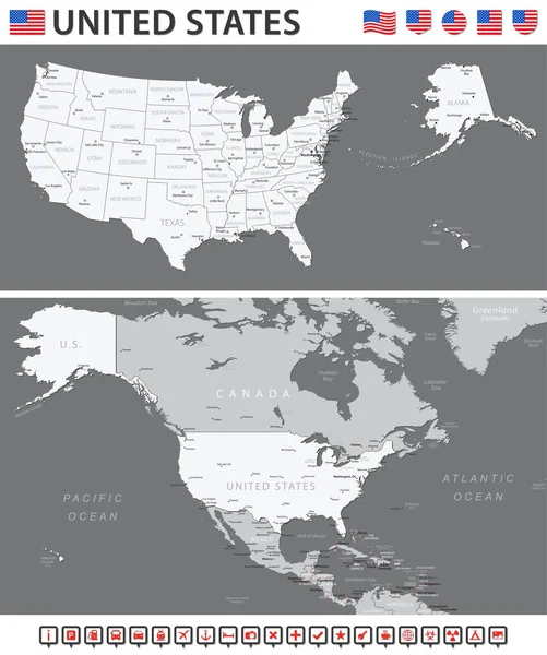 Kaart Van Verenigde Staten Vector Infographic Set Vectorillustratie — Stockvector
