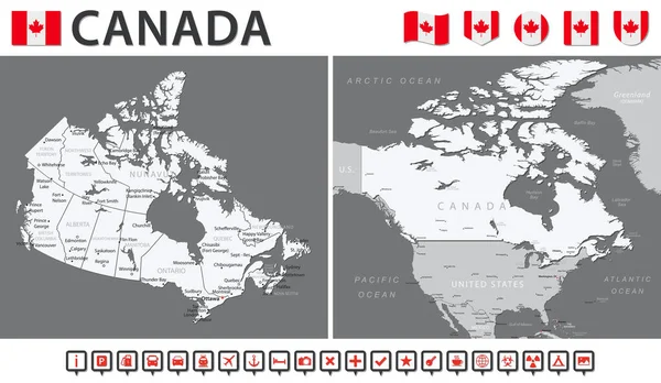 Mapa Canadá Conjunto Infográfico Vetores Ilustração Vetorial —  Vetores de Stock