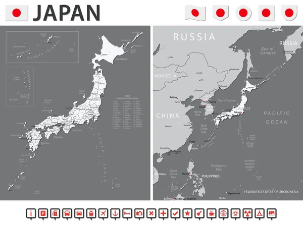 Japan Map Vector Infographic Set Vector Illustration — Stock vektor
