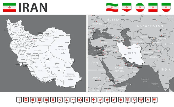 Iran Map Vector Infographic Set Vector Illustration — Wektor stockowy