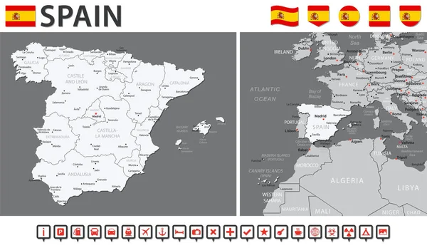 Spanyolország Térkép Vector Infographic Set Vektorillusztráció — Stock Vector