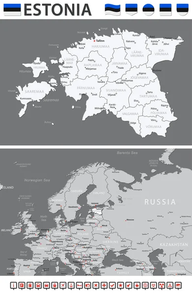 Észtország Térkép Vector Infographic Set Vektorillusztráció — Stock Vector
