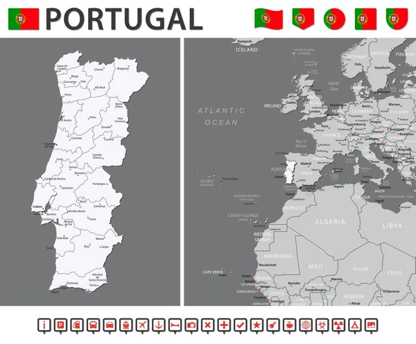 Portugal Map Vector Infographic Set Vector Illustration — стоковый вектор