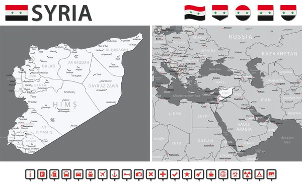 Syria Map Vector Infographic Set Vector Illustration — Vector de stock