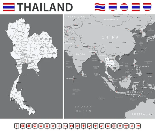 Thailandia Mappa Infografica Vettoriale Set Illustrazione Vettoriale — Vettoriale Stock