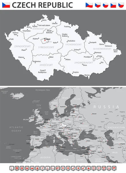 Repubblica Ceca Mappa Infografica Vettoriale Set Illustrazione Vettoriale — Vettoriale Stock