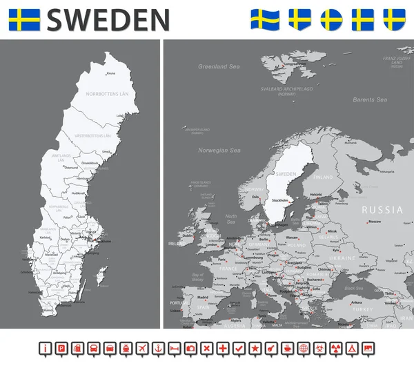 Sweden Map Vector Infographic Set Vector Illustration — Vector de stock