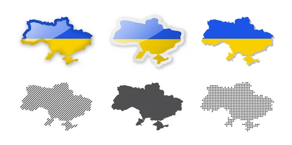 Ukraine Maps Collection Six Maps Different Designs Set Vector Illustrations — Vettoriale Stock