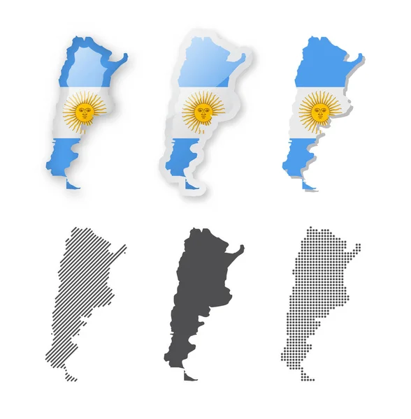 Argentina Maps Collection Six Maps Different Designs Set Vector Illustrations — Stock vektor