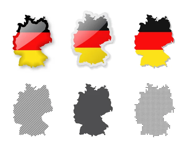 Germany Maps Collection Six Maps Different Designs Set Vector Illustrations — Vettoriale Stock