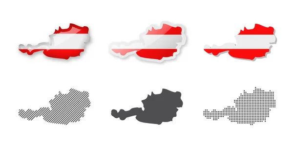 Austria Maps Collection Six Maps Different Designs Set Vector Illustrations — Stock vektor
