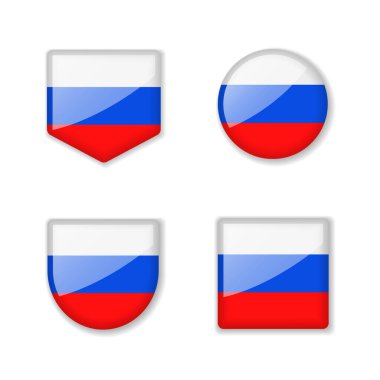Flags of Russian Federation - glossy collection. Set of vector illustrations