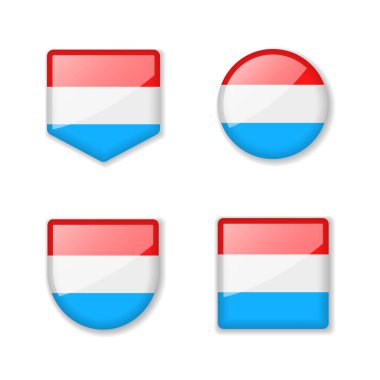 Flags of Luxembourg - glossy collection. Set of vector illustrations