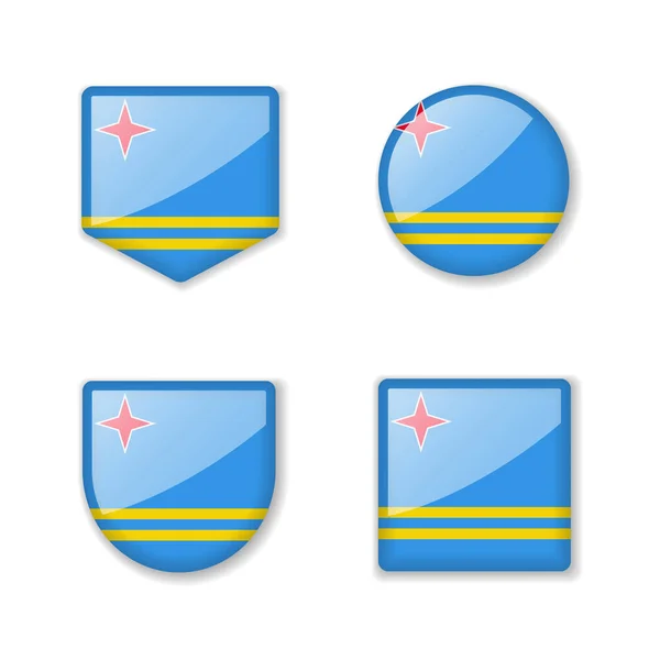 Flaggen Von Aruba Hochglanzkollektion Reihe Von Vektorillustrationen — Stockvektor
