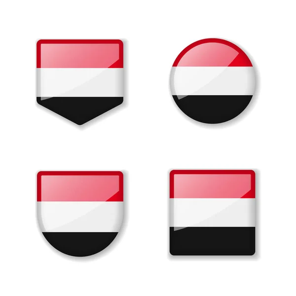 Bandeiras Iêmen Coleção Brilhante Conjunto Ilustrações Vetoriais —  Vetores de Stock
