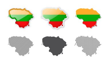 Litvanya - Harita Koleksiyonu. Altı farklı tasarımın haritası. Vektör çizimleri kümesi