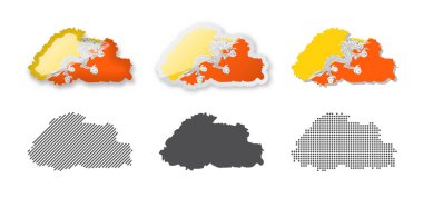 Bhutan - Harita Koleksiyonu. Altı farklı tasarımın haritası. Vektör çizimleri kümesi