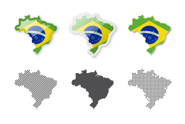 Бразилия Коллекция Карт Шесть Карт Разных Дизайнов Набор Векторных Иллюстраций — стоковый вектор