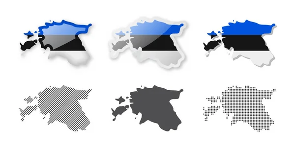 Estónia Coleção Mapas Seis Mapas Desenhos Diferentes Conjunto Ilustrações Vetoriais — Vetor de Stock