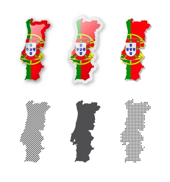 Portugal Coleção Mapas Seis Mapas Desenhos Diferentes Conjunto Ilustrações Vetoriais — Vetor de Stock