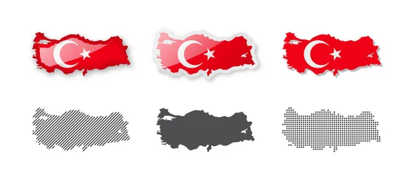 Turquie Collection Cartes Six Cartes Dessins Différents Ensemble Illustrations Vectorielles — Image vectorielle