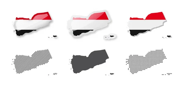 Yemen Harita Koleksiyonu Altı Farklı Tasarımın Haritası Vektör Çizimleri Kümesi — Stok Vektör