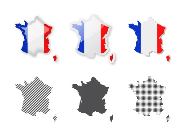 France Maps Collection Шість Карт Різних Конструкцій Набір Векторних Ілюстрацій — стоковий вектор