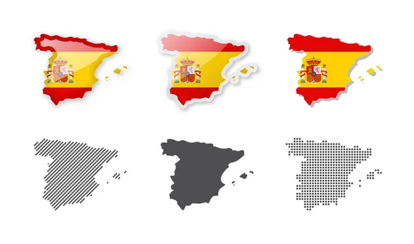 Spain Maps Collection Шість Карт Різних Конструкцій Набір Векторних Ілюстрацій — стоковий вектор