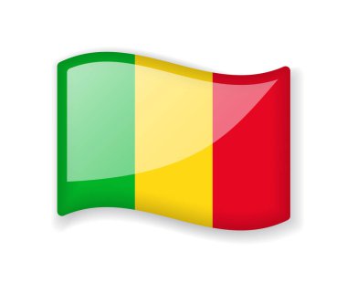 Mali bayrağı - Beyaz arkaplanda izole edilmiş parlak parlak bayrak simgesi