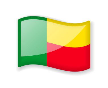Benin bayrağı - Beyaz arkaplanda izole edilmiş parlak parlak bayrak simgesi