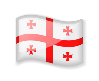 Gürcistan bayrağı - Beyaz arkaplanda izole edilmiş dalgalı parlak simge